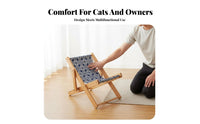Cat Lounge Chair Sturdy Wood Frame Sisal Scratching Chair Wooden Cat Scratching Lounger Scrape Resistant Folding Pet Lounger