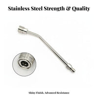 Rustproof Angled Pressure Washer Wand Leak-Resistant O-Rings Stainless Steel Spray Lance Heavy-Duty Construction for Professional Cleaners