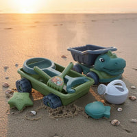 Beach Sand Toy Cart with Tools Children's Sand Cart Beach Wagon Toy Set Rectangular Tray Long Handle for Sandbox