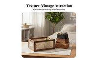 Wood Frame Woven Basket uncoveredTop Household Storage Vintage and aesthetic for Living Room