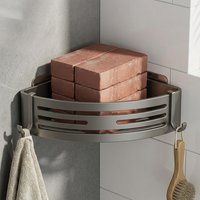 Renter Friendly Shower Organiser, Wall Mounted Corner Shelf, No Drill Toilet Corner Rack, Rustproof Aluminium Wall Mounted Corner Shelf