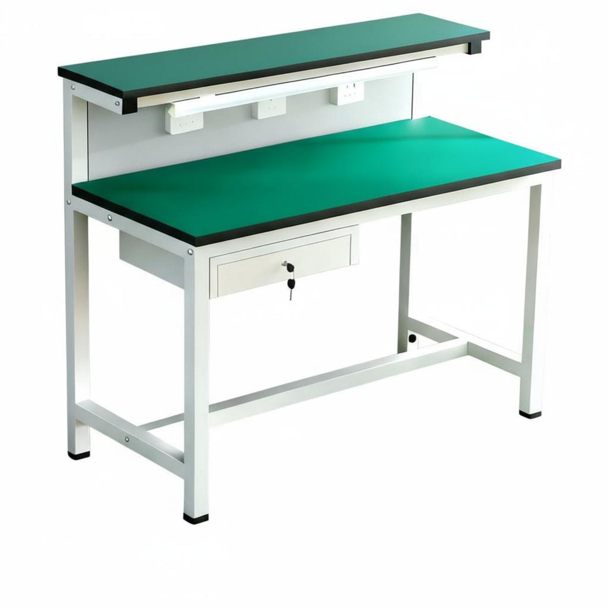 Heavy Duty Anti-Static Workbench Multifunctional Assembly Line Table Double-Decker Work Table Built-in Power Sockets for Technicians, Factory Workers, DIY Enthusiasts, Laboratory, Garage, Home Improvement