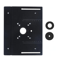 Engraved Measurement Markings Router Plate with Insert Rings Pre-Drilled Mounting Holes Aluminum Router Insert Plate Slotted Openings Power Tool Accessory Raised Side for Woodworking Shop
