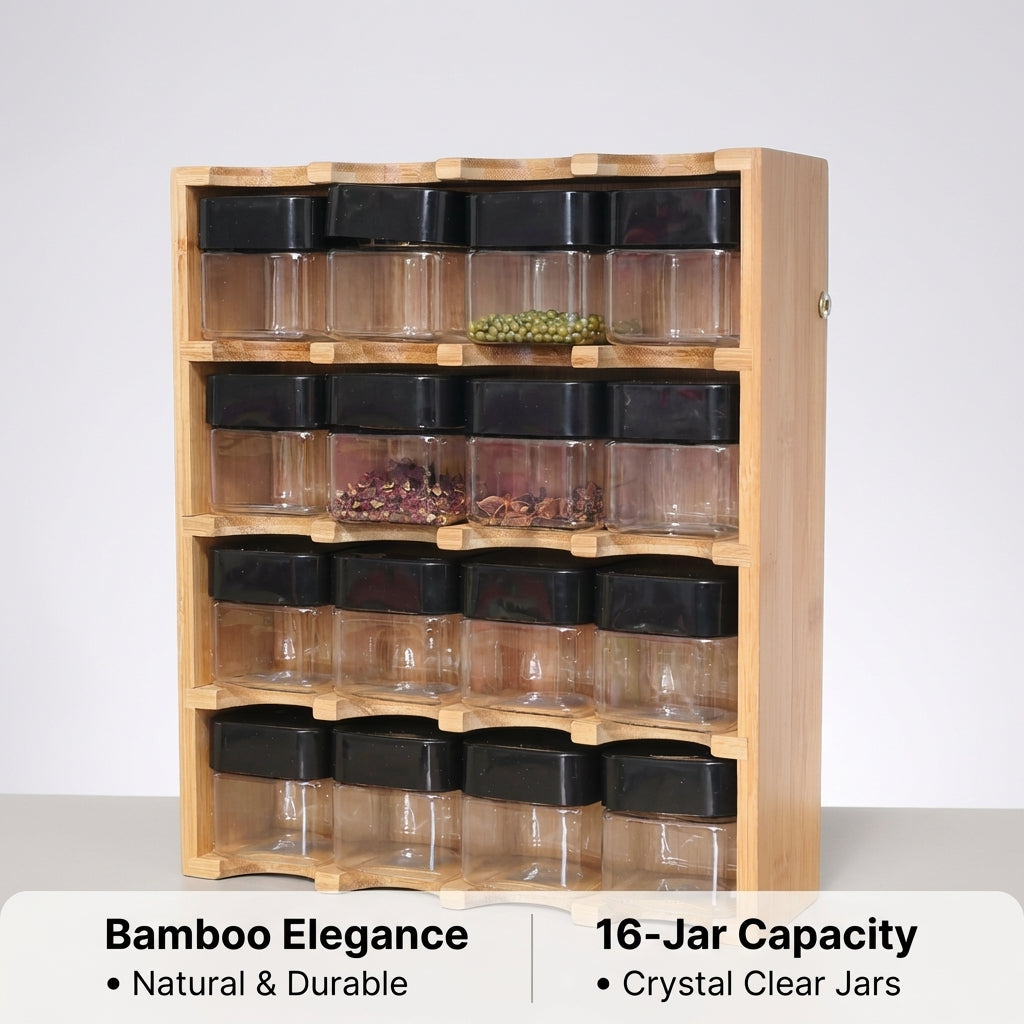 Bamboo Spice Rack Organizer, Modern Kitchen Spice Holder, Drawer Insert Design, Light Luxury Bamboo Spice Organiser, Kitchen Drawer Organization