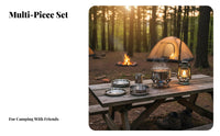 8 Pieces Compact 8 Piece Camping Cookware Set Lightweight Camping Cookware Set Long-Lasting for Campers, Families, Hiking, Travel, Picnic