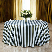 Thickened Black and White Striped Tablecloth Luxury Aesthetic Rectangular Striped Table Cover Printed Design Polyester Tablecloth Elegant for Hotel, Meeting Room, Party, Christmas