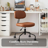Rolling Casters Wheeled Low-Back Armrest Chair Modern Aesthetic Desk Seat 360-Degree Swivel Office Furniture Adjustable Height for Students, Home Workers, Adults, Bedroom, Study Room, Dressing Area, Small Areas