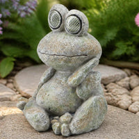 Solar Frog Ornament Seated Design Solar Frog Statue Outdoor Decor for Living Room