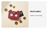 Cat Change Purse PU Leather Feline Card Holder Compact Size Small Cat Wallet for Women, Students, Daily Use, Shopping, Handbag Organization
