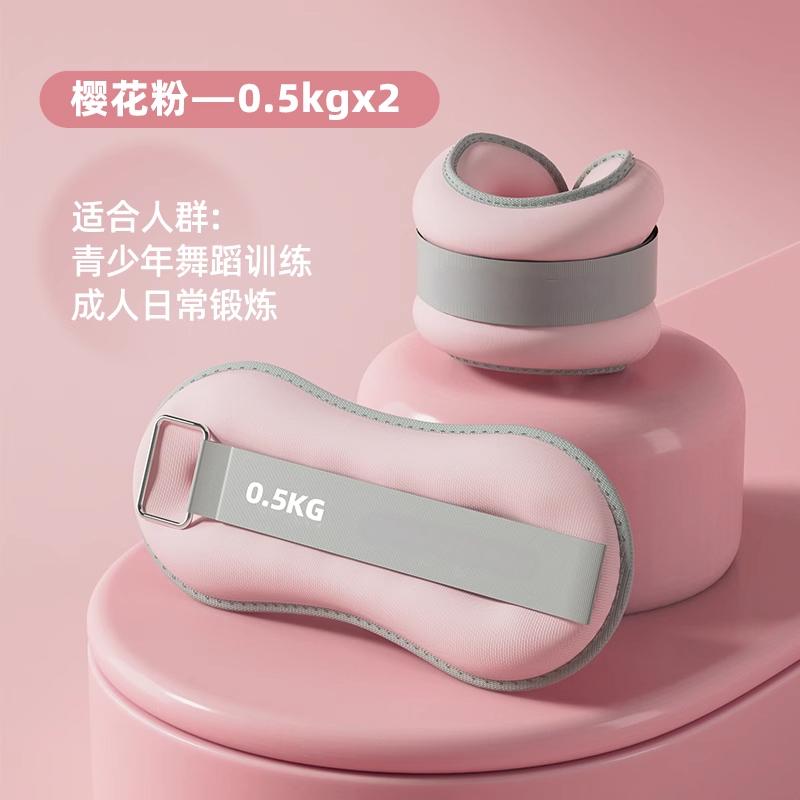 舞蹈沙袋负重手环女士健身家用力量训练器材杠铃跑步绑腿能量管 樱花粉【1KG*2】总重2KG/适合成年男女负重训练