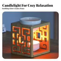 Bamboo Essential Oil Burner Heat-Resistant Essential Oil Burner Hollow Design Aroma Lamp Easy to Clean for Bedroom, Living Room