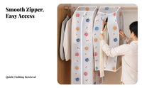 Zipper Closure Dustproof Clothing Bag Space Saving Zippered Clothes Cover Semi-Transparent for Homeowners, Adults, Closet, Bedroom, Basement