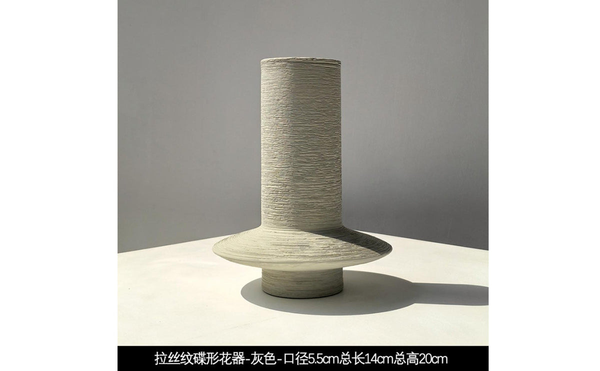 Minimalist Design Narrow Neck Ceramic Vase Decorative Accent Textured Ceramic Vase Matte Finish Home Decor Stable Base for Living Room, Coffee Table