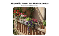 Rust-Proof Hanging Railing Planter Adjustable Hooks Railing Planter Basket Long-Lasting Flower Pot Holder Double Hook Design for Balcony Owners, Apartment Dwellers, Homeowners, Outdoor, Patio, Porch, Window