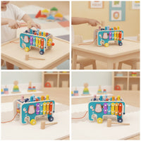 Fine Motor Musical Pounding Toy with Xylophone Natural Wood Hammering Toy with Xylophone Educational Approach Child Safe for Toddlers, Kids, Playroom, Nursery