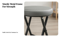 Foldable Design Round Folding Stool Space-Saving Round Top Folding Chair Padded pad Portable Seat pre-assembled for Students, event seating Hosts, Living Room, Bedroom, Indoor, Small Apartments