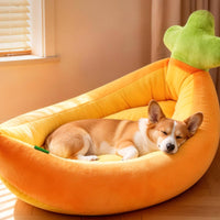 PP Cotton Filled Soft Carrot Dog Bed Soft and Comfortable Carrot Pet Bed Machine Washable Cat Lounger Easy to Clean for Small Dogs, Young Dogs, Cats
