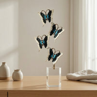 Crystal Butterfly Ornament Gold Tone Butterfly Decor with Crystal Polished Tabletop Sculpture for Living Room