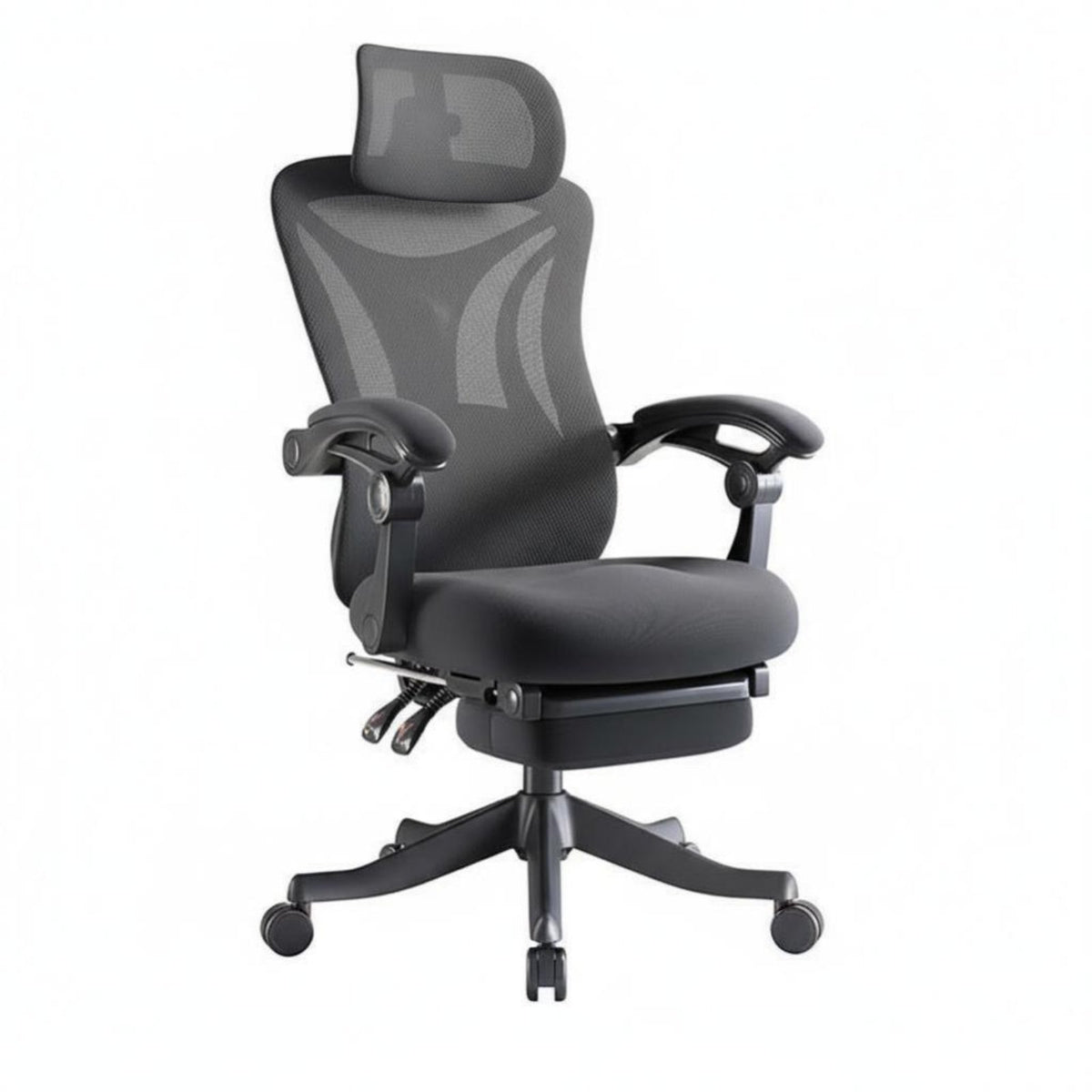 Lumbar Support Ergonomic Reclining Chair with Footrest Adjustable Headrest Reclining Mesh Chair with Footrest 360-Degree Swivel Computer Seat 350lbs Weight Capacity for Remote Workers, Students, Gamers, Workstation, Study Room