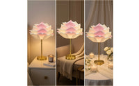 Floral Table Lamp with Rose Shade Gold Rose Lamp Decorative Elegant for Bedroom, Wedding