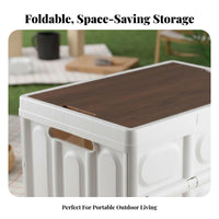 Portable foldable storage container with flat top Lid Large Capacity foldable storage container with Lid Stackable Outdoor gear sturdyDuty for vehicles Owners, household users, Camping, outdoor dining, travel excursions, Home Organization