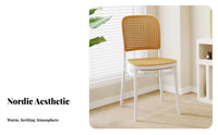 Easy to Clean Nordic Design Woven Chair Long-Lasting Stackable Backrest Chair All-Weather Outdoor Furniture Lightweight for Cafe Owners, Homeowners, Renters, Balcony, Garden, Dining Room, Backyard