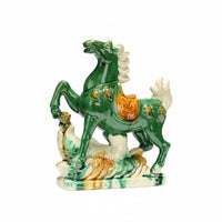 Tang Sancai Horse Statue Tricolor Glaze Sancai Ceramic Horse Feng Shui Decor