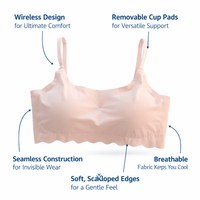 Bras for Women Non Wired Bralette with Removable Straps for Sports, Ice Silk Breathable Ladies with Graduated Padding for Lift