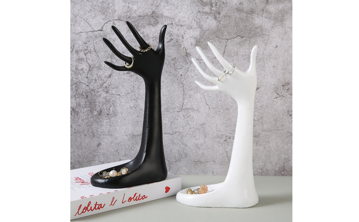 Hand Jewelry Display Resin Wrist and Finger Display Holder Countertop Band Holder with Tray for Vanity, Dresser, Boutique