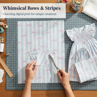 40 Count Digital Print Cotton Fabric for DIY Crafting - Korean Style Floral Bow Pattern