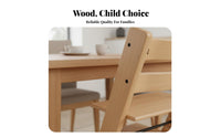 Solid Wood Adjustable Wooden High Chair Safe and Stable Wooden High Chair Ergonomic Design 5-Point Safety Harness for Toddlers, Babies 6+ Months, Mealtime, Study Room, Kitchen, Bedroom