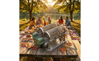 Electric Barbecue Grill Cage drips Tray Rotating BBQ Basket Rust-Resistant for Tabletop