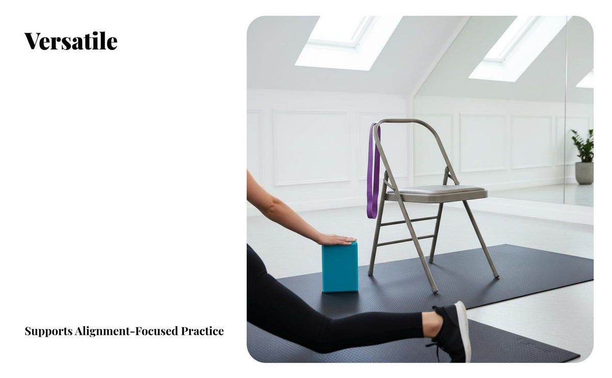 Thickened Frame Iyengar Mind-Body Practice Chair Reinforced Foldable Iyengar Chair Sturdy Construction Fitness Equipment Portable for Beginners, Seniors, Home, Gym