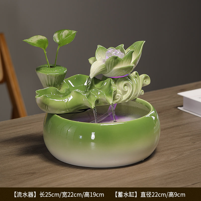 时来运转风水球招财流水摆件循环水喷泉客厅茶台桌面鱼缸装饰品