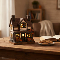 Vintage Light-up Pumpkin Cottage Halloween Lighted House with Pumpkins Miniature House with Warm Lights Autumn Pumpkin Cottage