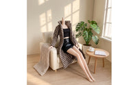 Houndstooth Doll Coat with Skirt Faux Leather Fashion Doll Clothes Miniature High-Quality for Children
