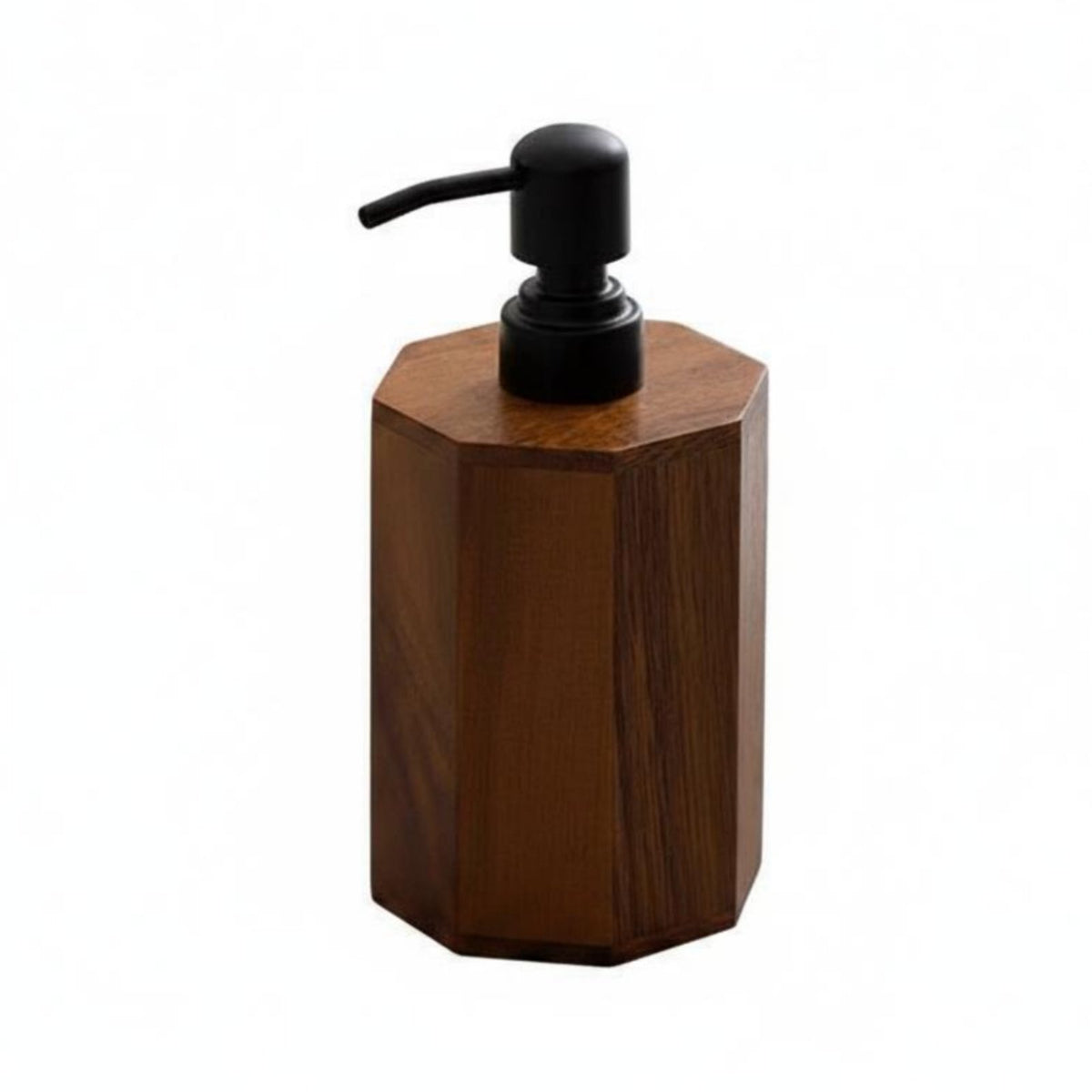 Walnut Wood Soap Pump Rustic Design Countertop Liquid Container Multi-Use Washroom Accessory for Kitchen