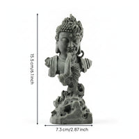 Carved Details Buddhist Figurine Gray Finish Buddha Statue Long-Lasting Tabletop Statue Aquarium-Safe