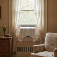 Embroidered Cotton Appliance Dust Cover with Lace Trim
