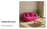 Japanese aesthetic Pumpkin-Shaped Floor Sofa Small Apartment space-efficient Indoor Seating plushh Texture Living Room Furniture Soft Upholstery for Adults, partners, Families, Bedroom, Lounge Area, perusing corner