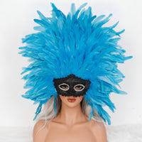 costume ball Face Covering Dramatic Feather Face Covering Oversized Feather Headpiece for Theatre