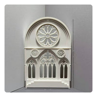 Gothic Window Panel Miniature Cathedral Facade Arched Top Dollhouse Decor
