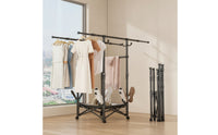 Foldable Double Rod Clothes Rack Space-Saving Double Rod Drying Rack Adjustable Telescopic for Students
