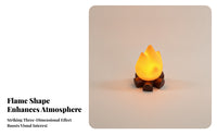 Touch Control Campfire Night Light Decorative Flame-Shaped Lamp Portable Log Base Lamp Cordless for Bedside