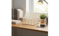 File Sorter with Four Compartments Compact Desk Organizer with 4 Compartments Freestanding Desktop Storage Rack for Office
