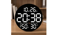Digital Wall Clock with Temperature and humidity Modern Electronic Wall Clock Oversized for Living Room, Bedroom