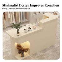 Modern Reception Desk Multifunctional Salon Front Desk with Storage Sturdy Construction Small Shop Checkout Counter for Retailers, Boutiques, Lobby