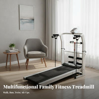 Multi-Function Manual Treadmill Quiet Operation Multifunction Treadmill Shock Absorption Folding Walking Pad Compact Design for Beginners, Home, Apartment