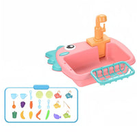 Circulating Play Sink with Fishing Toys Battery-Operated Toy Sink with Running Water Interactive Water Play Toy Child-Friendly for Preschoolers, Toddlers, Kids, Playroom, Preschool, Sensory Table