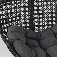 Black Metal Hanging Egg Chair, Bamboo Swing Chair for Kids with Stand, Indoor Outdoor Hammock Chair for Garden Patio, 75x75x195cm